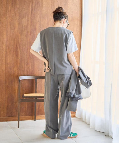 打褶直筒褲（套裝款）