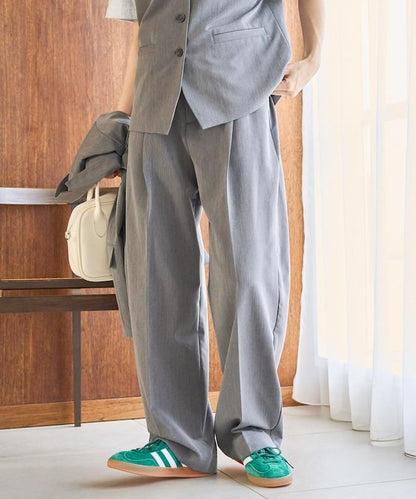 打褶直筒褲（套裝款）