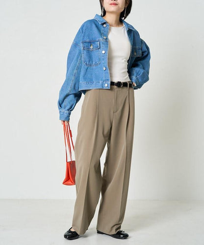 打褶直筒褲（套裝款）