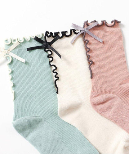 3P套裝 蝴蝶結薄荷襪