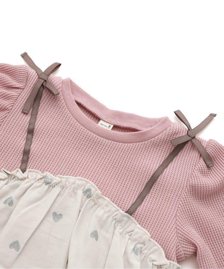 華夫格子拼接荷葉邊T恤