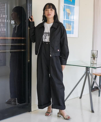 聯名 帶吊帶 大口袋2褶縐布褲