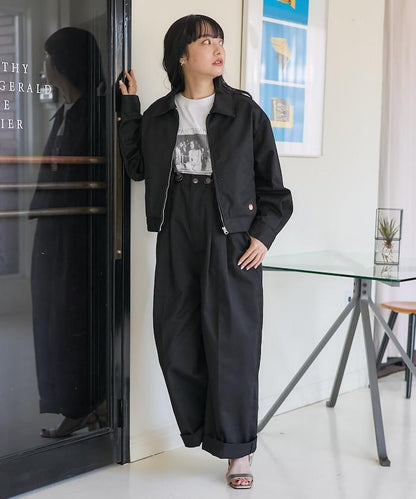 聯名 帶吊帶 大口袋2褶縐布褲