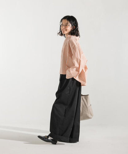 聯名 帶吊帶 大口袋2褶縐布褲