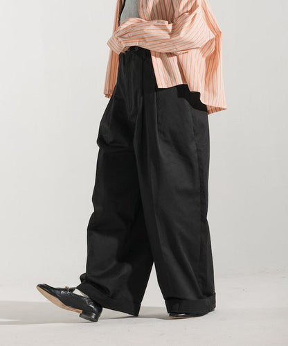 聯名 帶吊帶 大口袋2褶縐布褲