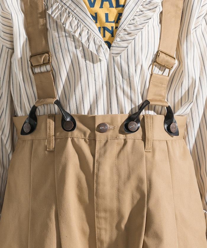 聯名 帶吊帶 大口袋2褶縐布褲