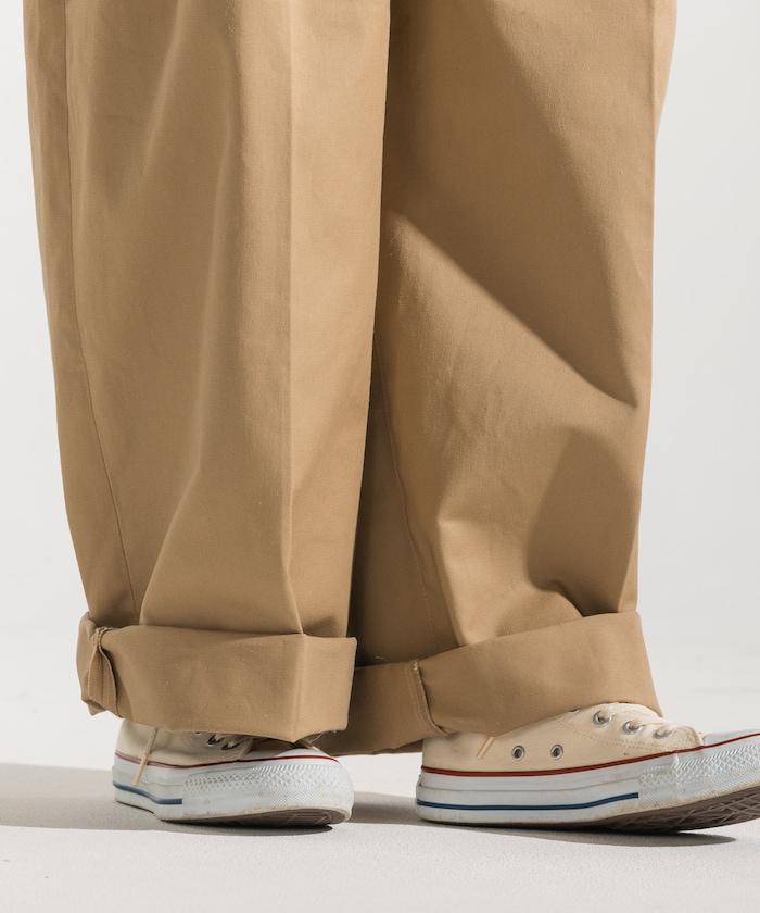 聯名 帶吊帶 大口袋2褶縐布褲