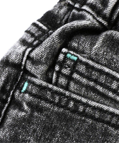 化學處理過的喇叭褲牛仔褲 十分褲長