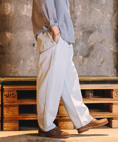 版 寬鬆牛仔廚師褲