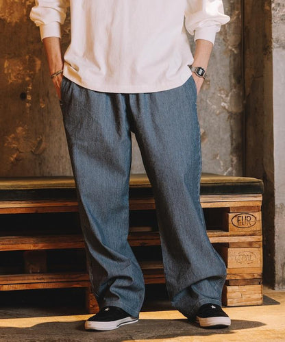 版 寬鬆牛仔廚師褲