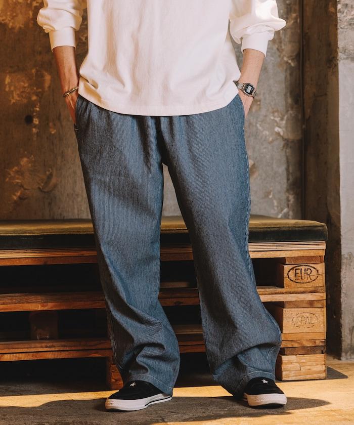 版 寬鬆牛仔廚師褲