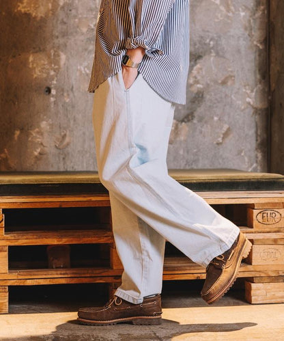 版 寬鬆牛仔廚師褲