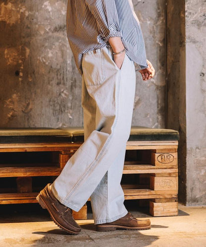 版 寬鬆牛仔廚師褲