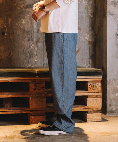 版 寬鬆牛仔廚師褲