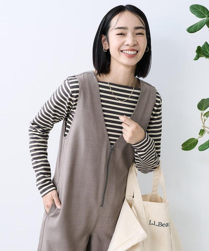 亞麻觸感連體褲