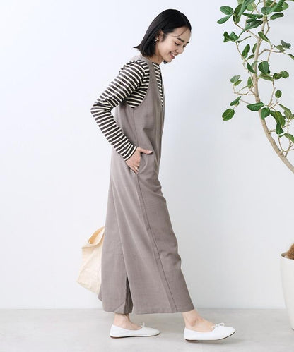 亞麻觸感連體褲