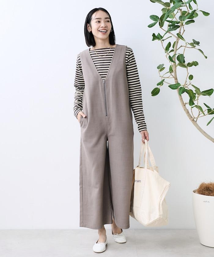 亞麻觸感連體褲