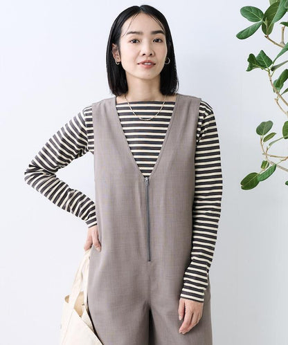 亞麻觸感連體褲