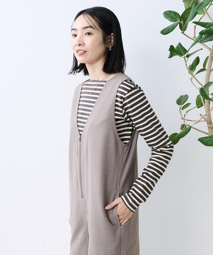 亞麻觸感連體褲