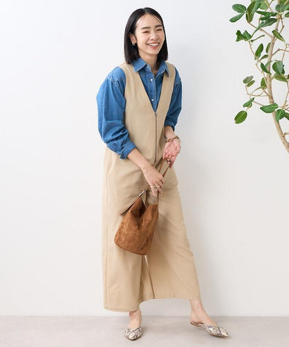 亞麻觸感連體褲