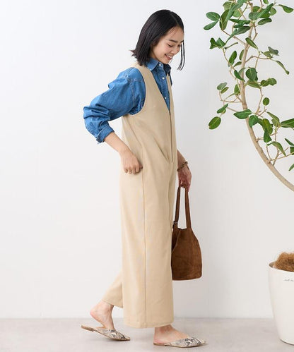 亞麻觸感連體褲