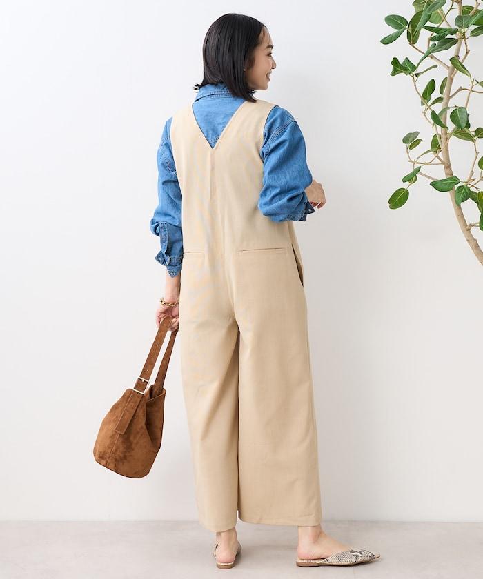 亞麻觸感連體褲