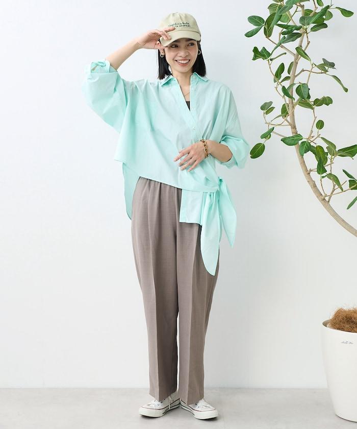 亞麻觸感 褶皺 寬鬆褲