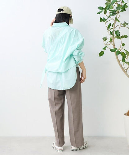 亞麻觸感 褶皺 寬鬆褲