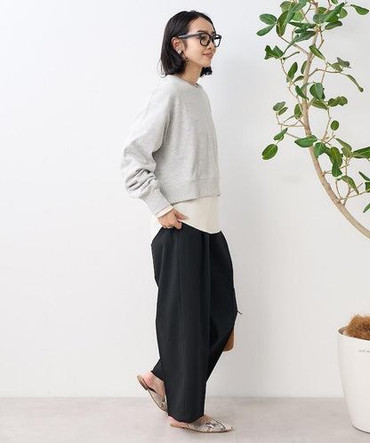 亞麻觸感 褶皺 寬鬆褲