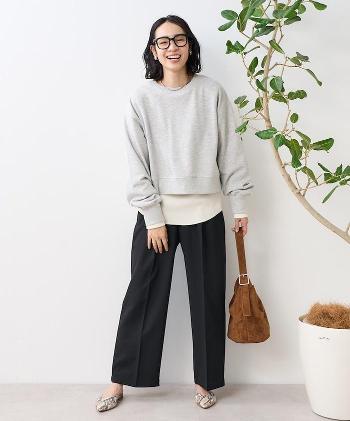 亞麻觸感 褶皺 寬鬆褲