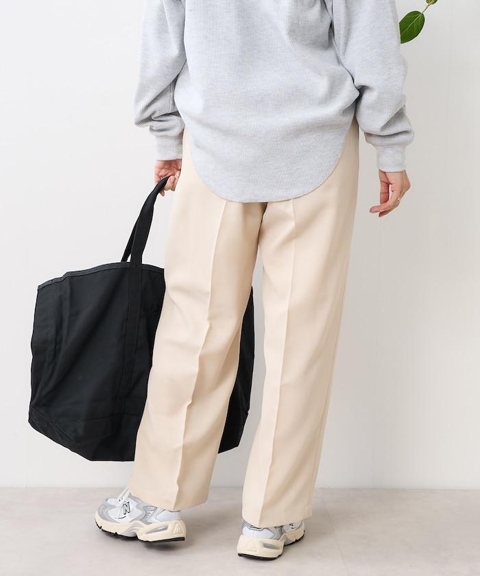 亞麻觸感 褶皺 寬鬆褲