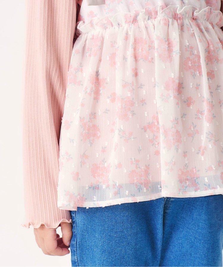 肩蝴蝶結花邊對接上衣