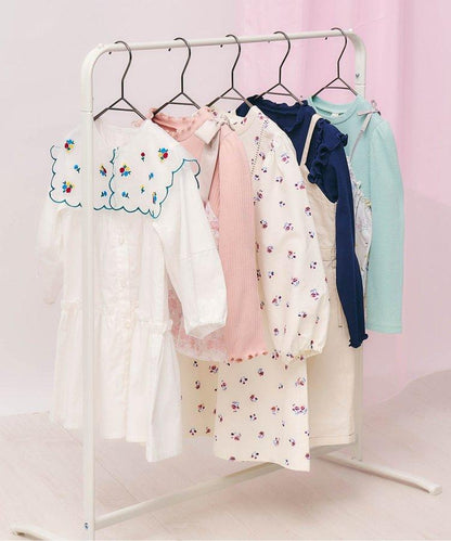 肩蝴蝶結花邊對接上衣