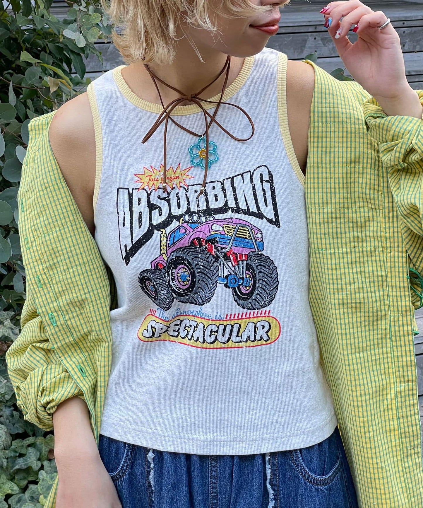 配色拼接織帶標誌背心