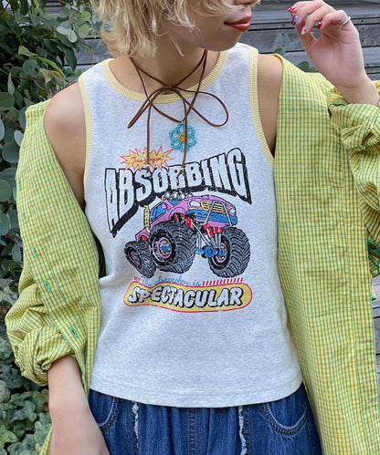 配色拼接織帶標誌背心