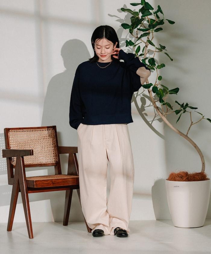 聯名 繫帶鬆緊褶襉褲