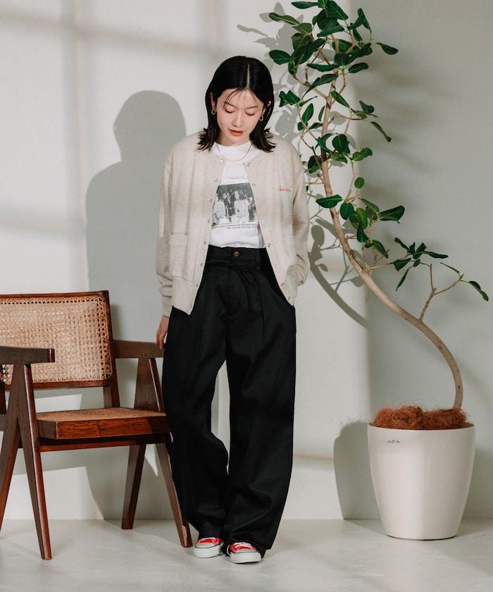 聯名 繫帶鬆緊褶襉褲