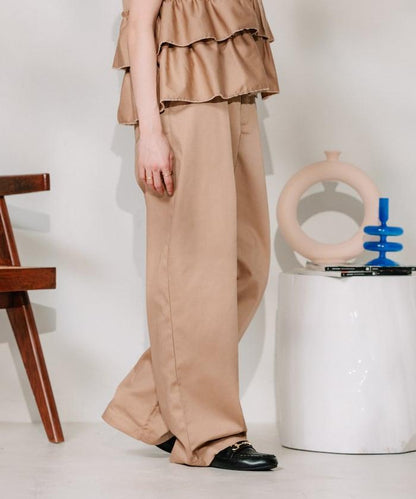 聯名 繫帶鬆緊褶襉褲
