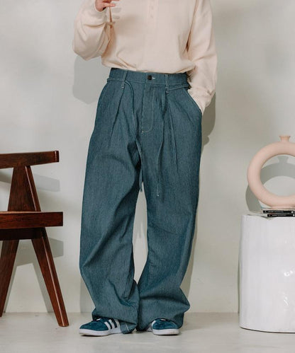 聯名 繫帶鬆緊褶襉褲