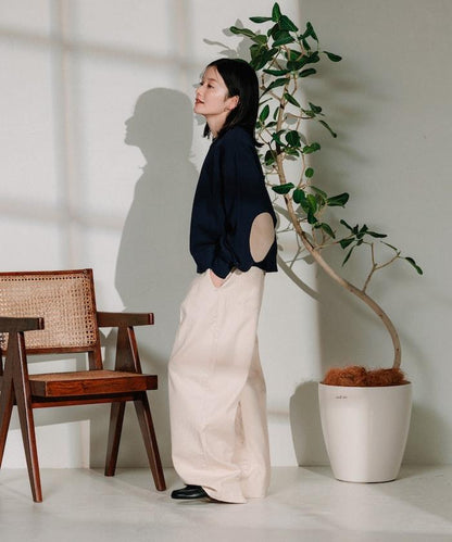 聯名 繫帶鬆緊褶襉褲