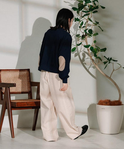 聯名 繫帶鬆緊褶襉褲