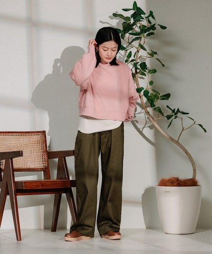 聯名 繫帶鬆緊褶襉褲