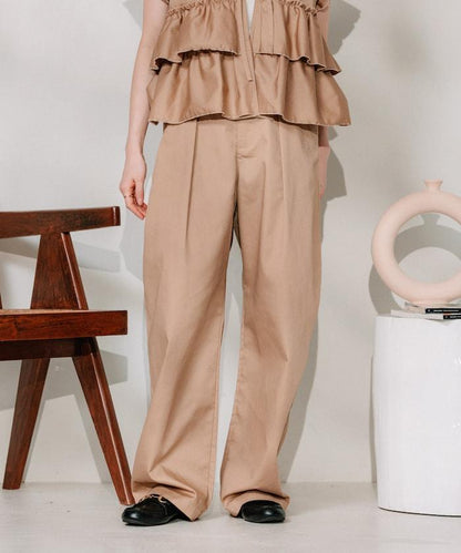 聯名 繫帶鬆緊褶襉褲