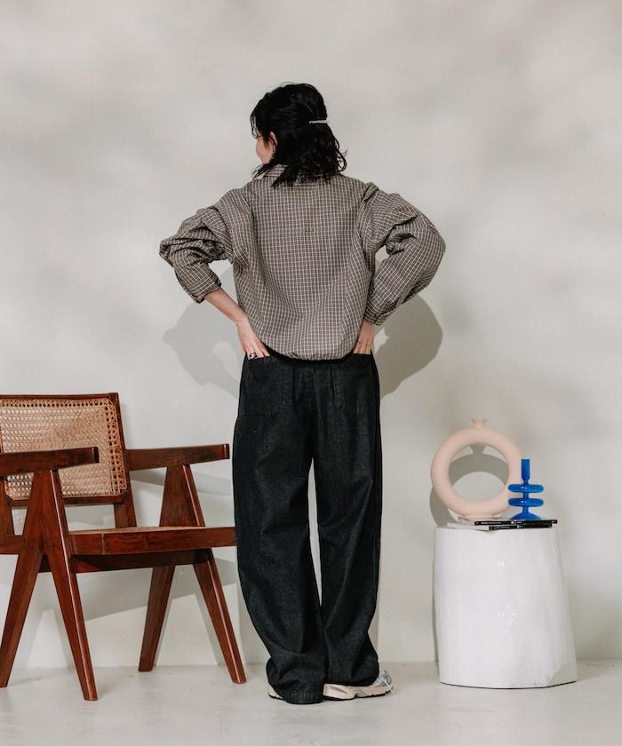 聯名 繫帶鬆緊褶襉褲