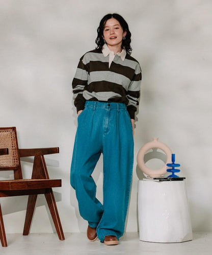 聯名 繫帶鬆緊褶襉褲