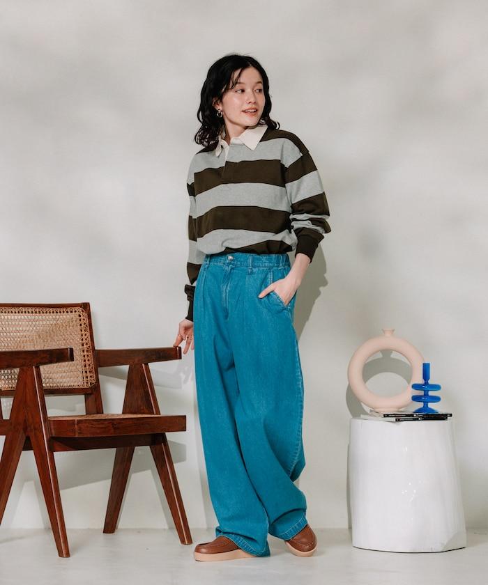 聯名 繫帶鬆緊褶襉褲