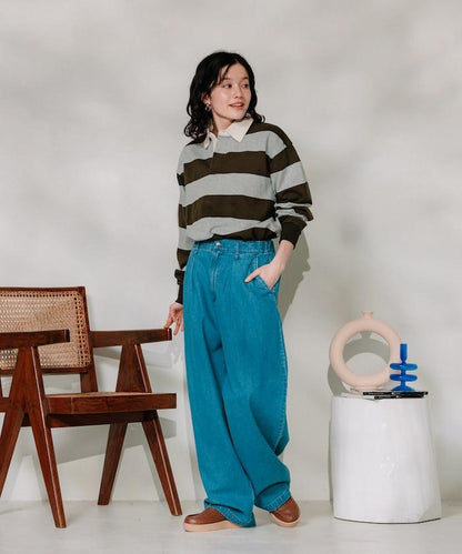 聯名 繫帶鬆緊褶襉褲