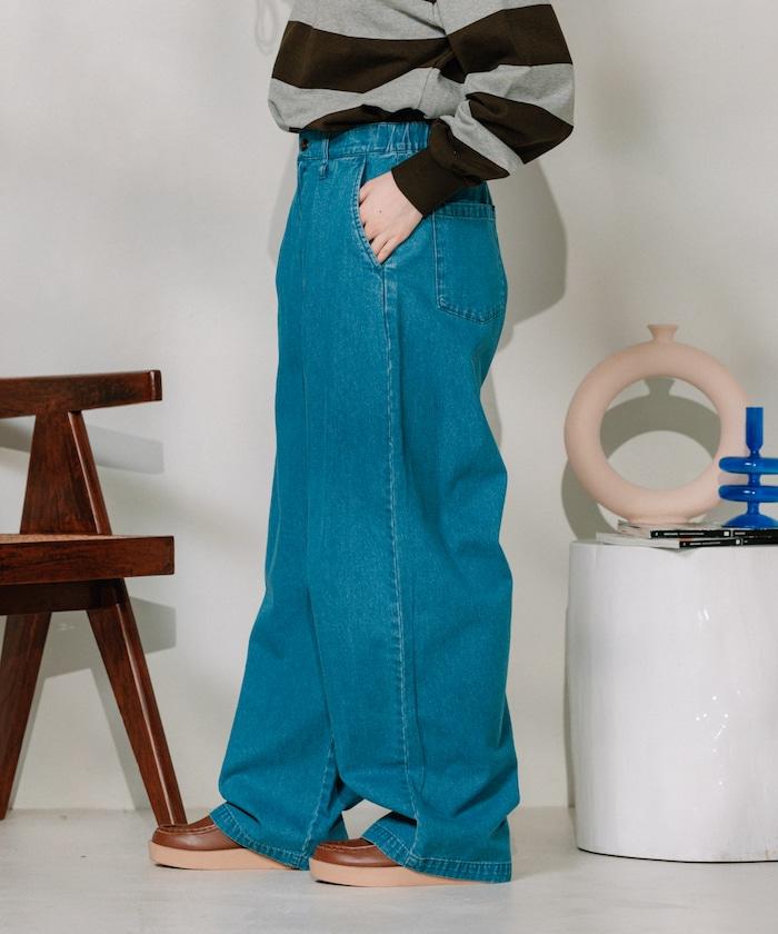 聯名 繫帶鬆緊褶襉褲