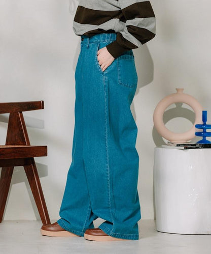 聯名 繫帶鬆緊褶襉褲