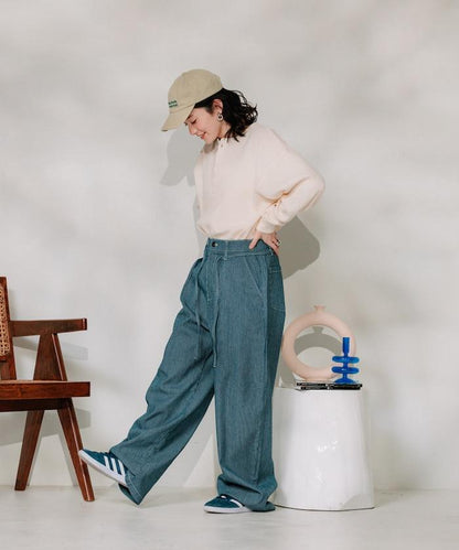 聯名 繫帶鬆緊褶襉褲